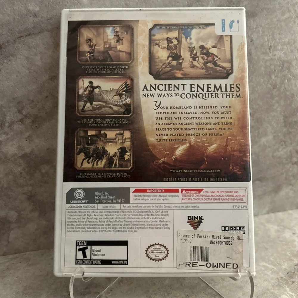 Prince of Persia Rival Swords Nintendo Wii, 2007 Complete CIB Tested Fast Ship
